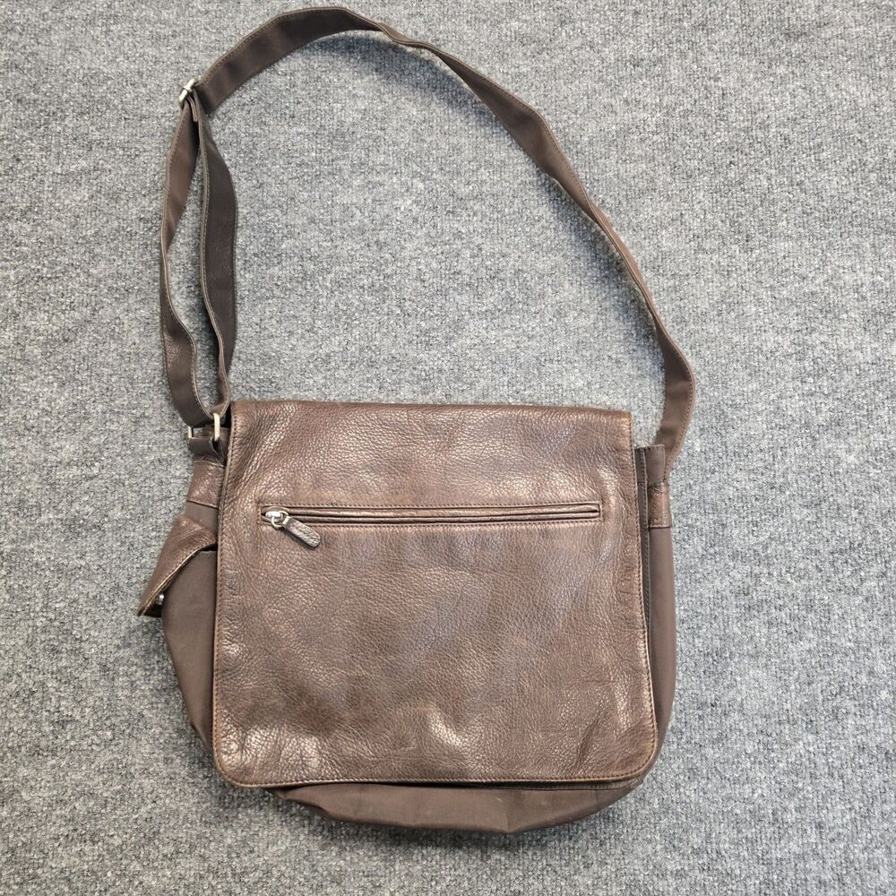Fossil Brown Y2K Cow Hide Leather  Messenger Bag Satchel Crossbody
